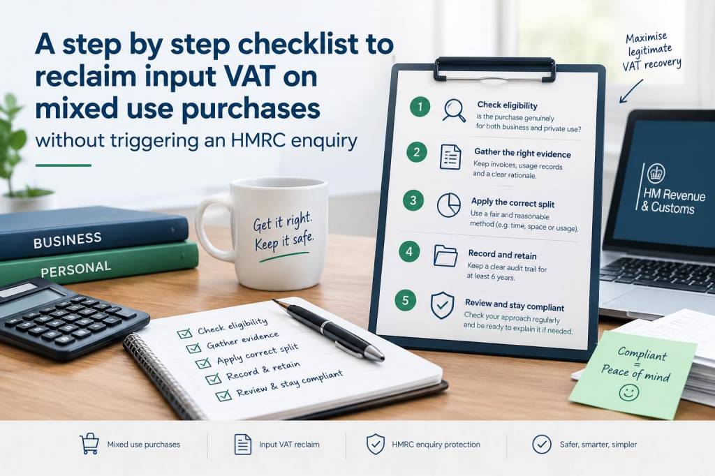 A step-by-step checklist to reclaim input vat on mixed-use purchases without triggering an hmrc enquiry